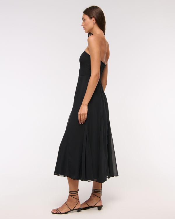 The A&F Camille Strapless Godet Midi Dress