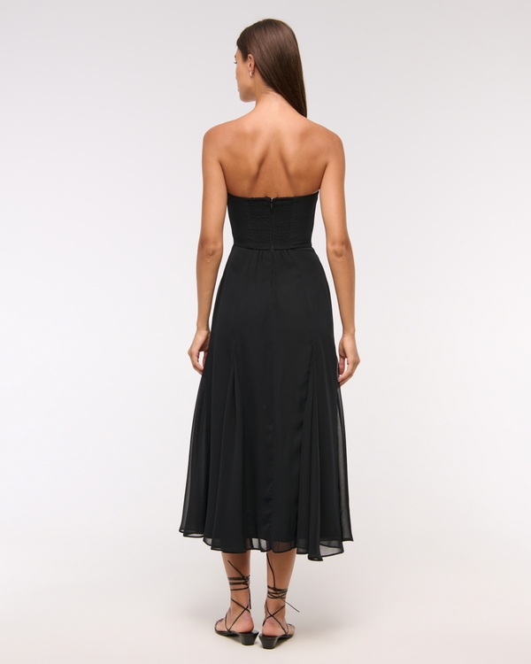 The A&F Camille Strapless Godet Midi Dress