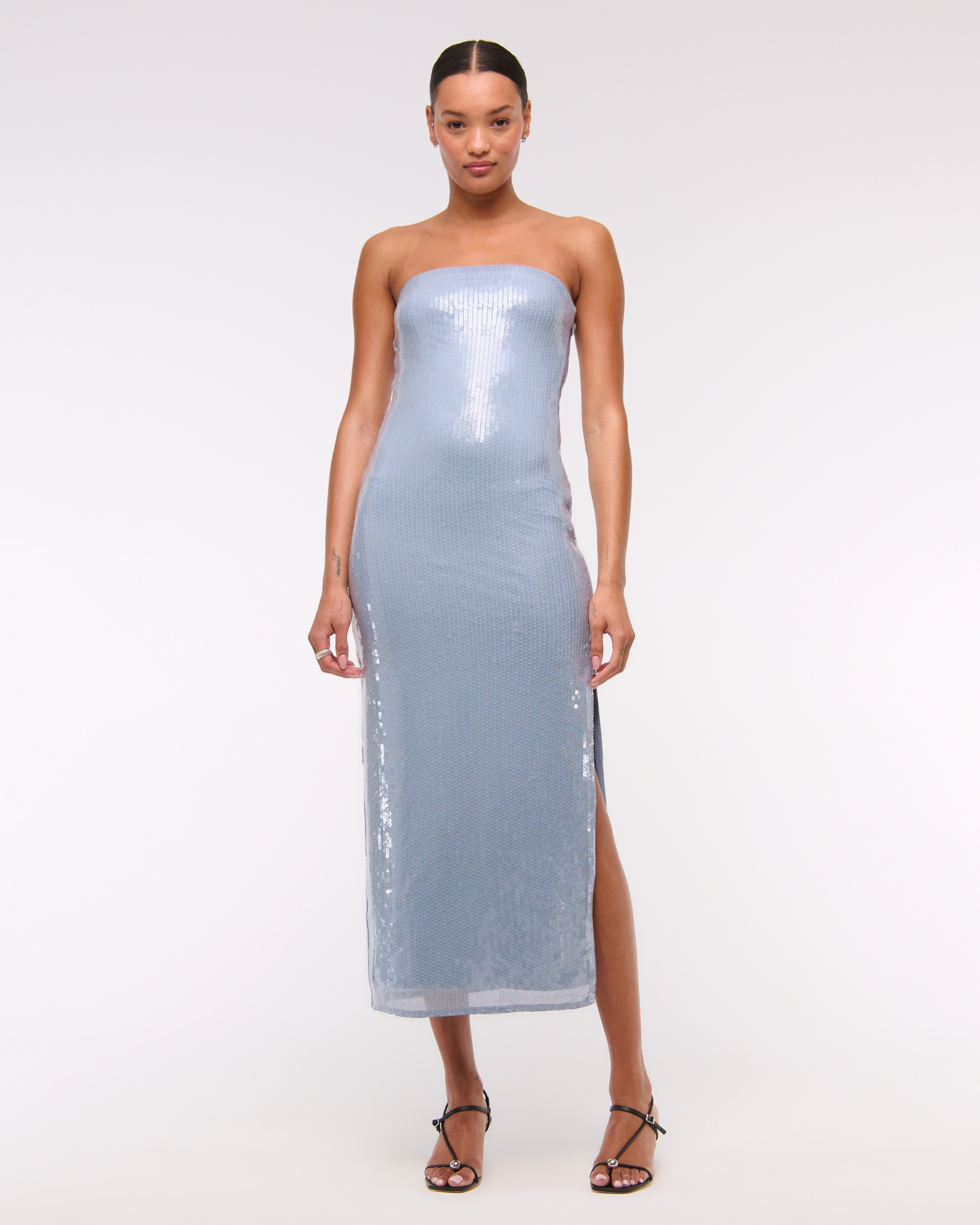 Strapless Sequin Midi Dress