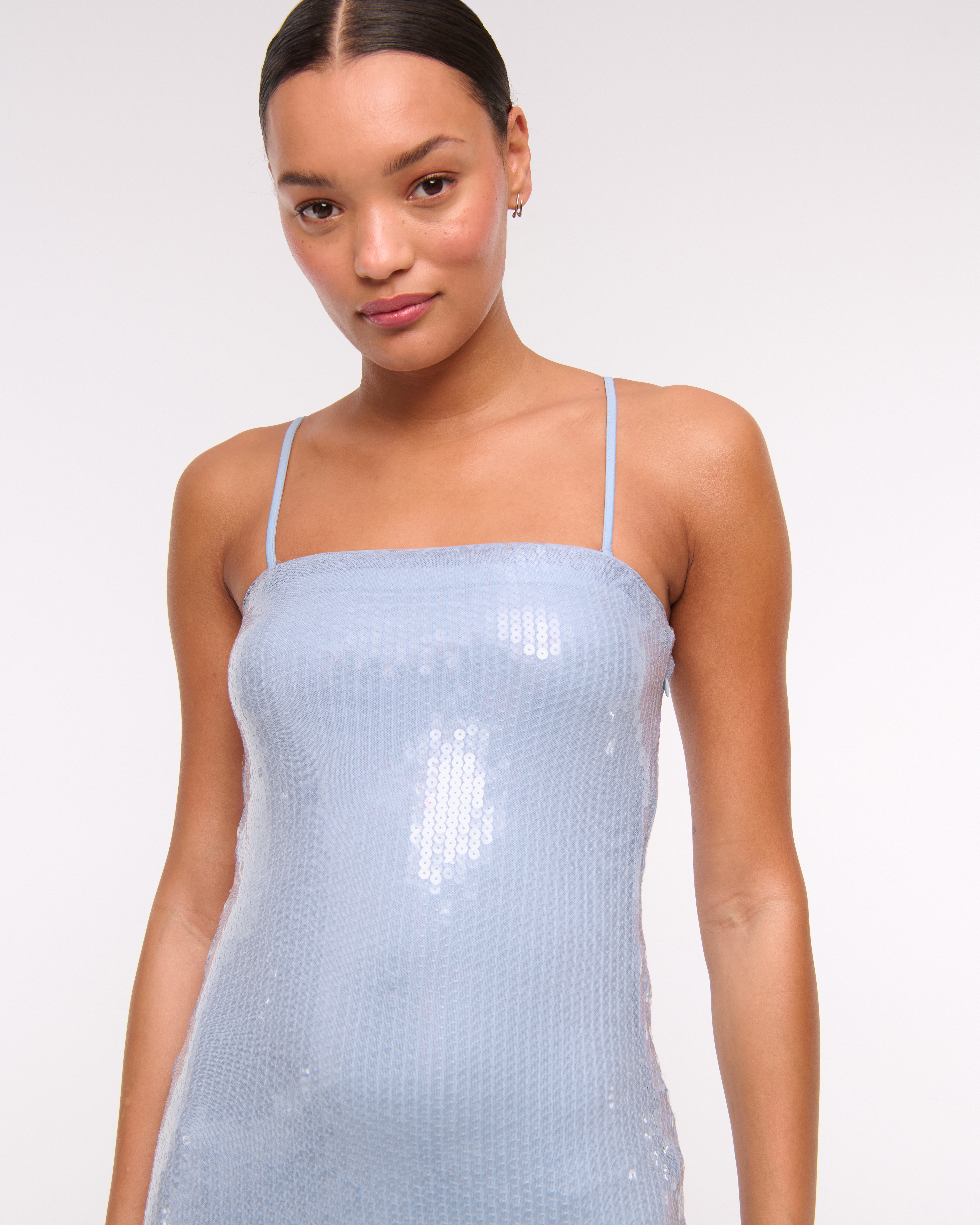 Женское платье Abercrombie & Fitch Strapless Sequin Midi, цвет: Сиреневый синий — фото 3