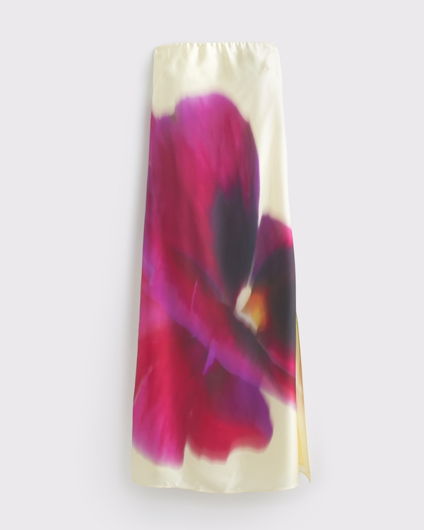 The A&F Julia Strapless Slip Maxi Dress, Pastel Yellow Floral view 1