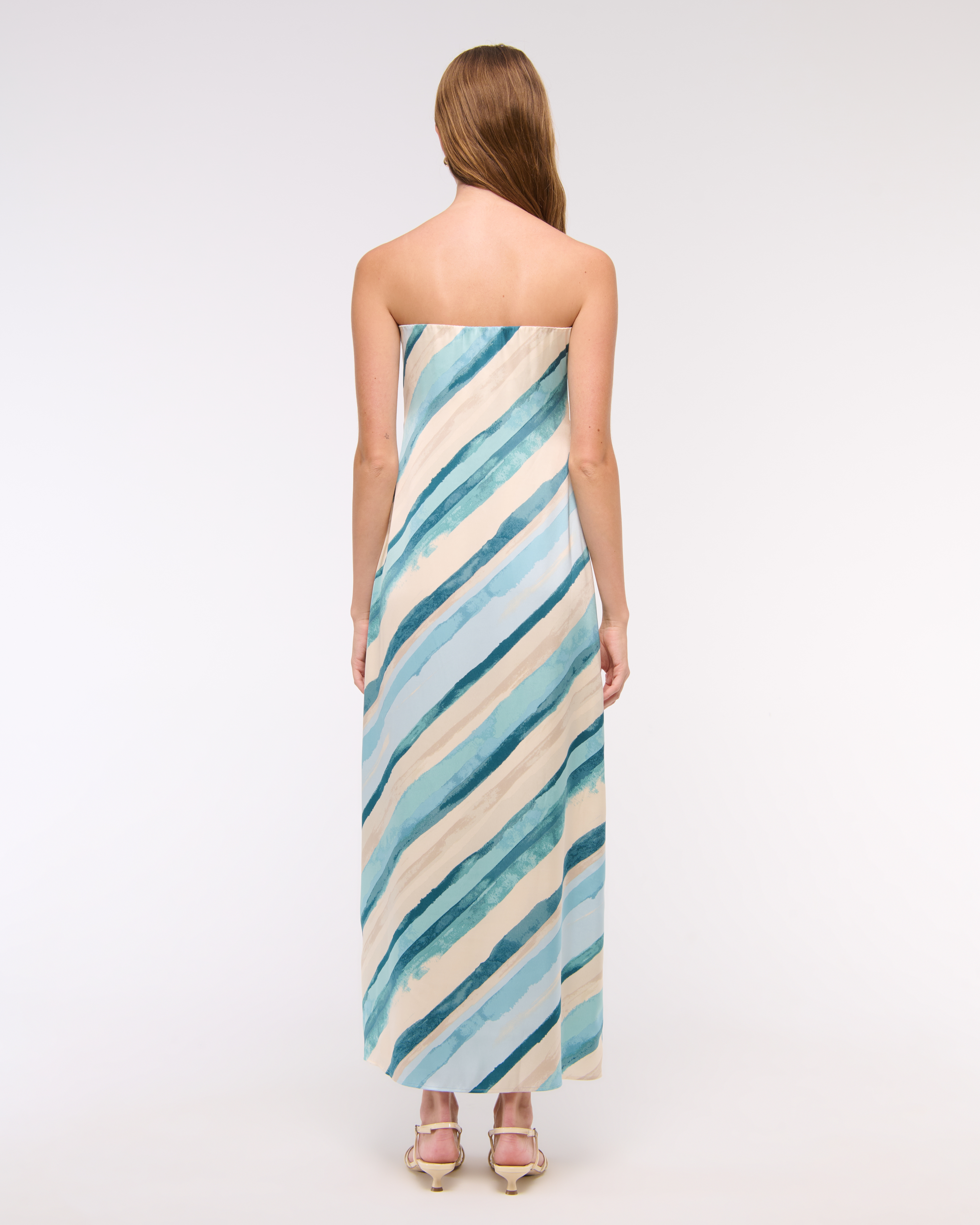 Abercrombie & Fitch The A&f Julia Strapless Slip Maxi Dress In Blue