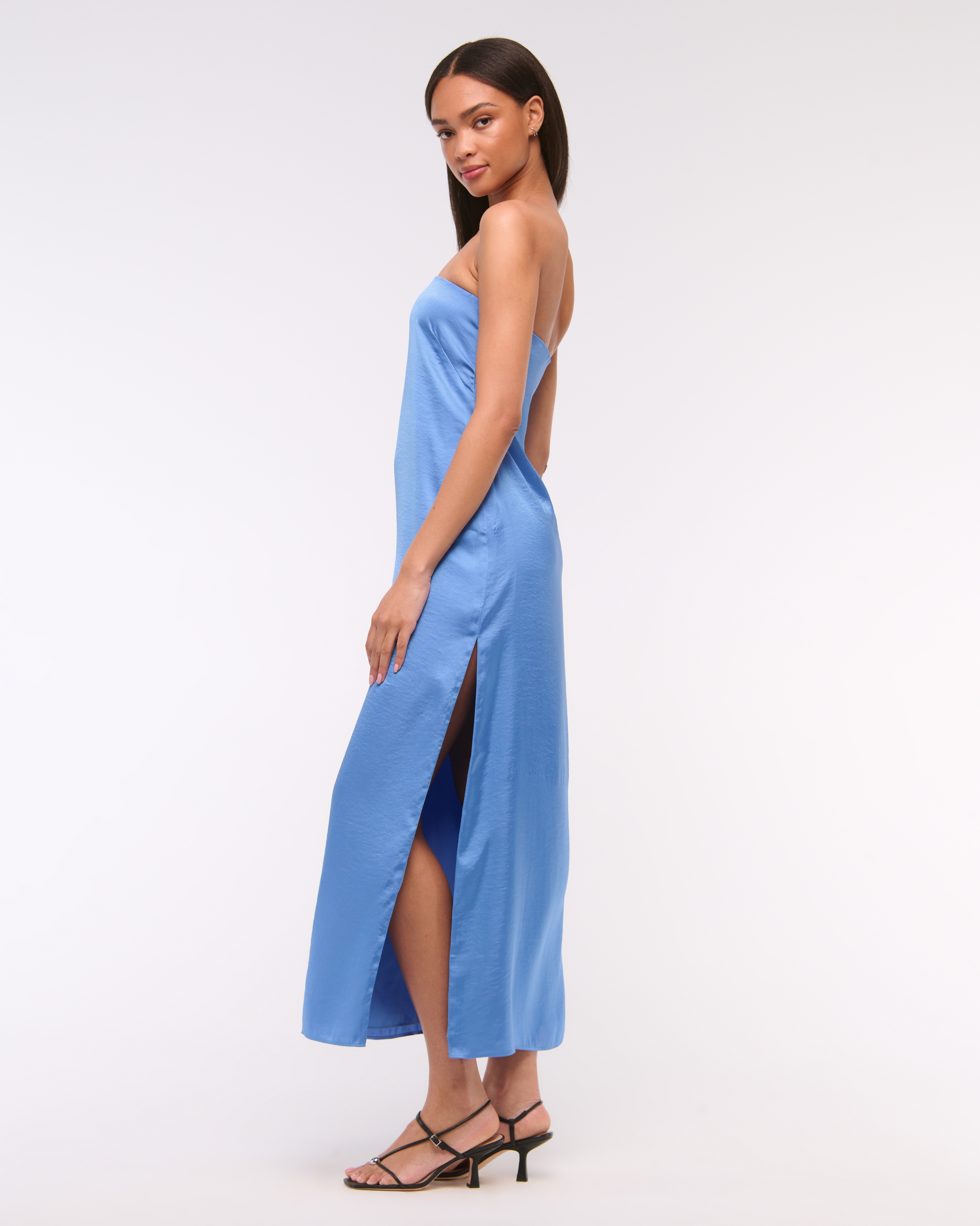 Abercrombie & Fitch The A&f Julia Strapless Slip Maxi Dress In Blue