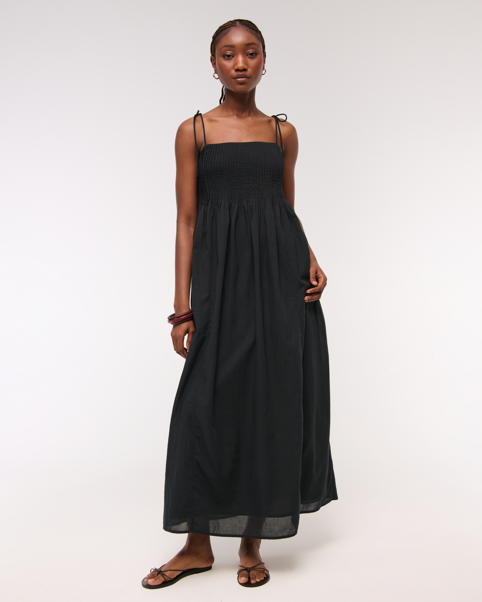 Pintuck Flowy Maxi Dress