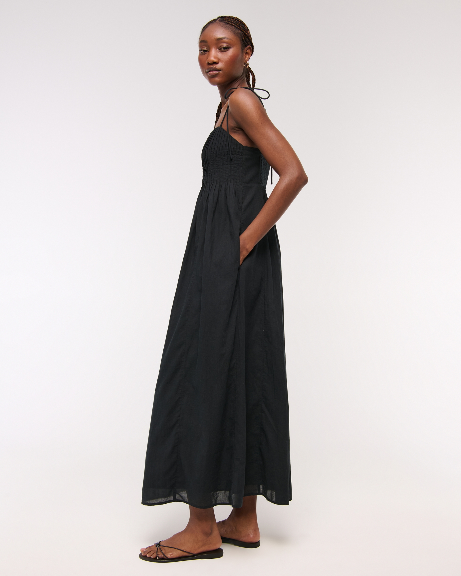 Pintuck Flowy Maxi Dress