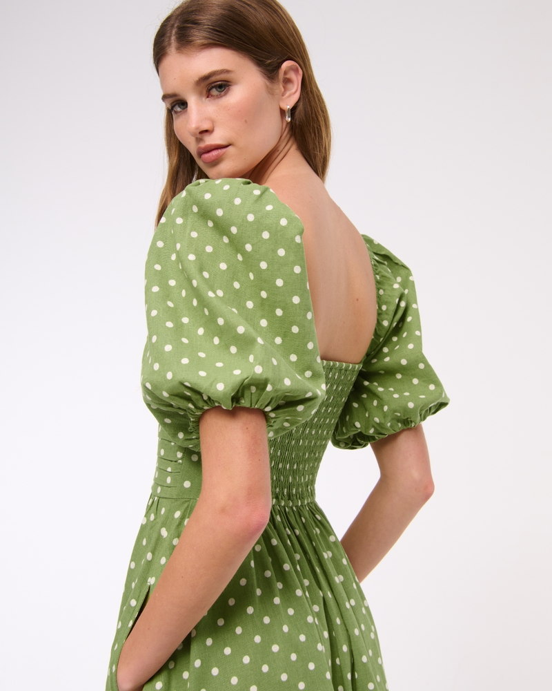 The A&F Emerson Linen-Blend Puff Sleeve Midi Dress