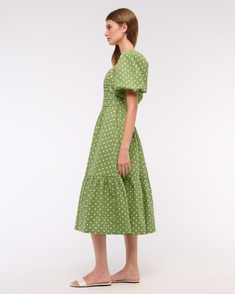 The A&F Emerson Linen-Blend Puff Sleeve Midi Dress