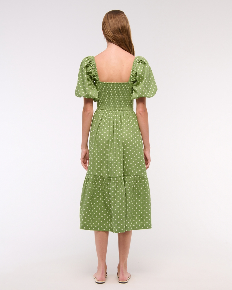 The A&F Emerson Linen-Blend Puff Sleeve Midi Dress
