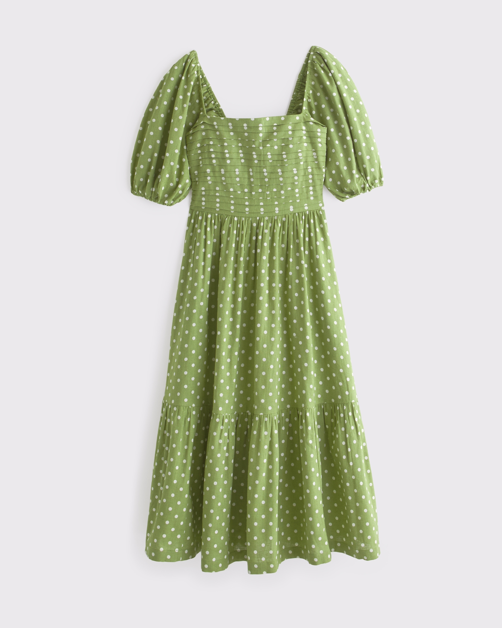 A line green long skirt with elastic waist 5769