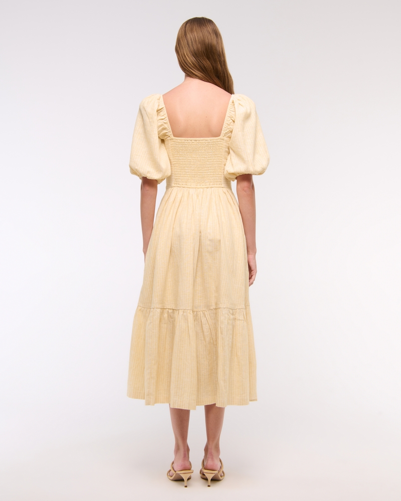 The A&F Emerson Linen-Blend Puff Sleeve Midi Dress