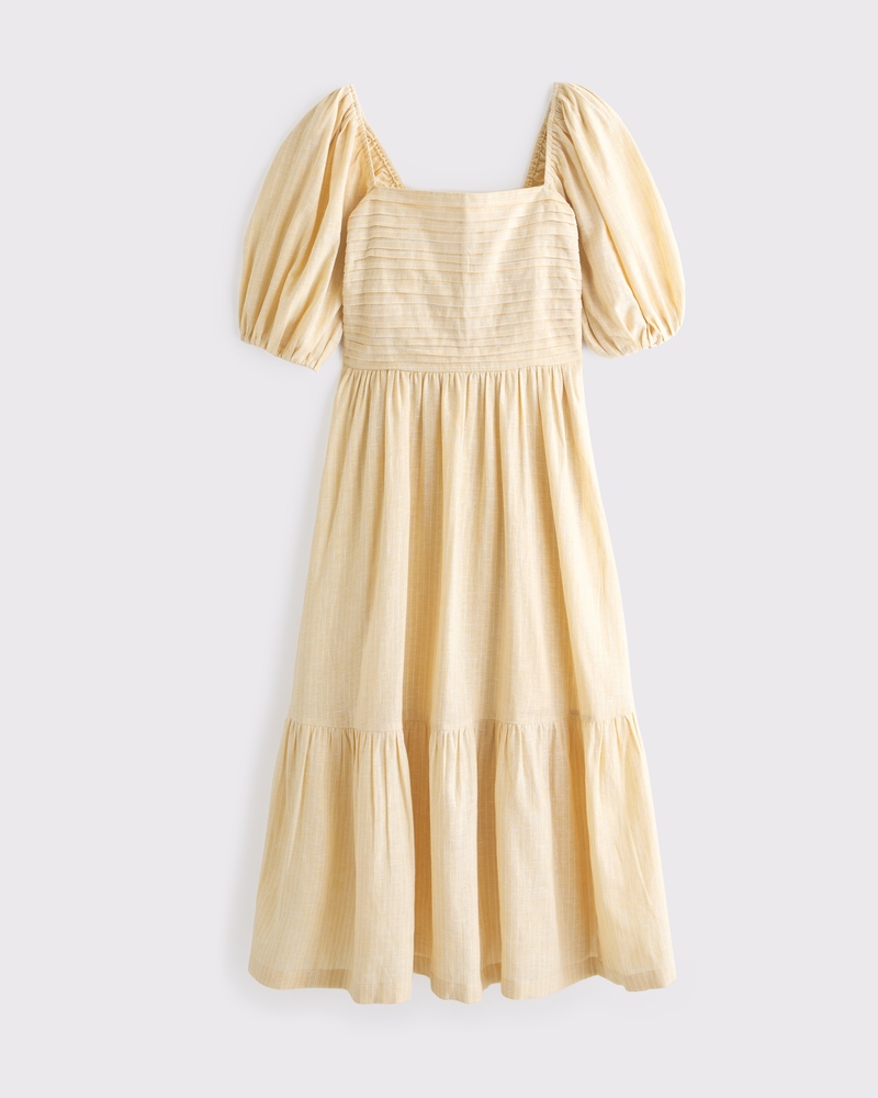 The A&F Emerson Linen-Blend Puff Sleeve Midi Dress