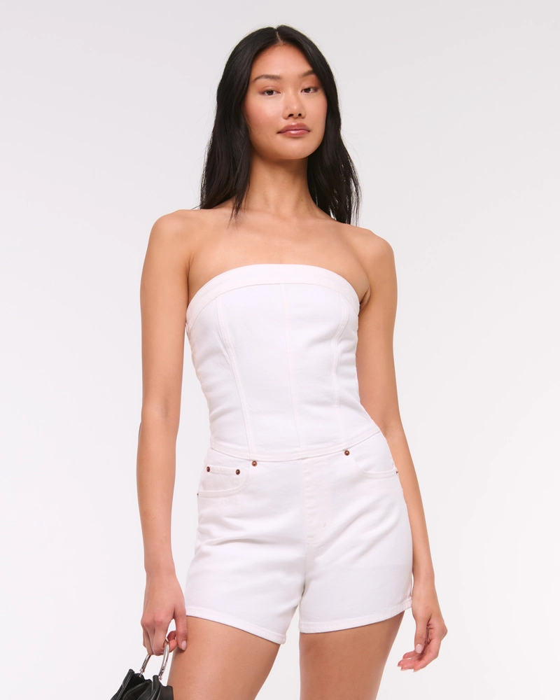 Strapless Denim Romper