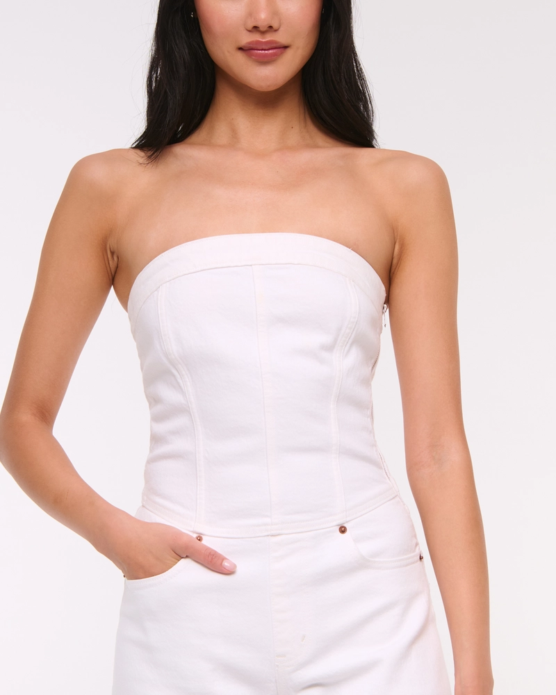 Strapless Denim Romper