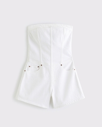 Strapless Denim Romper