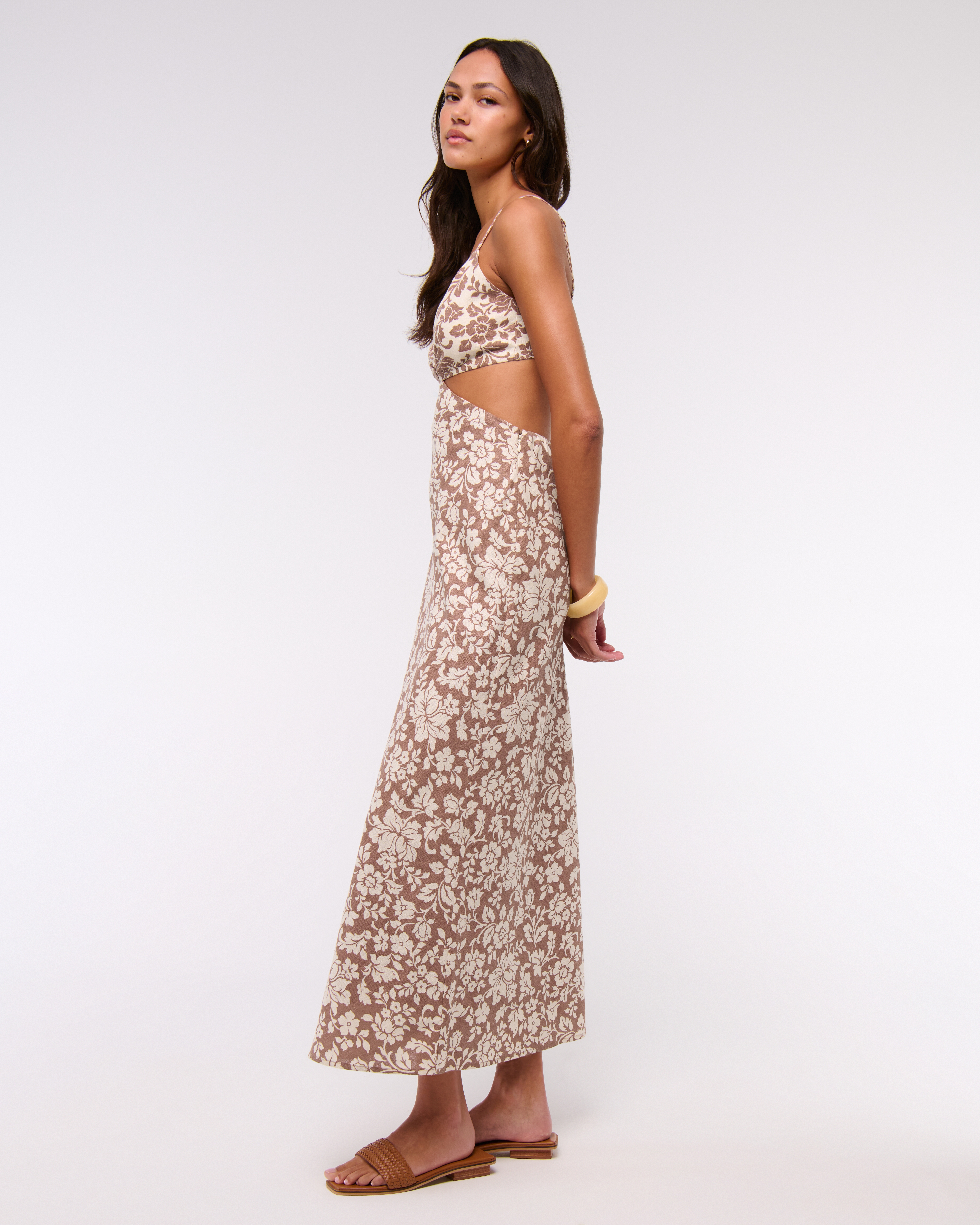 Abercrombie & Fitch The A&f Julia Slip Cutout Maxi Dress In Brown