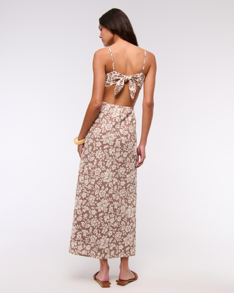 abercrombie brown maxi dress The Colette Balloon Sleeve Dress