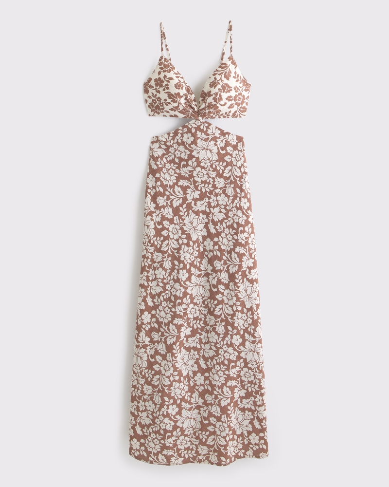 chinese dress ladies PRINTED LONG SLEEVE TIE NECK MAXI DRESS – JULIA JORDAN main image 0