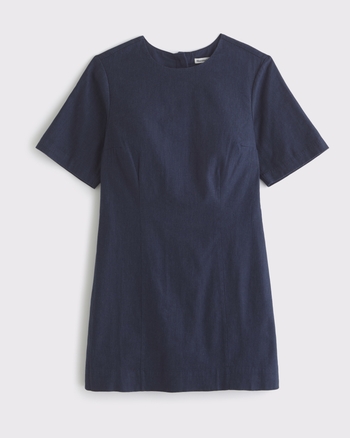 Women's Short-Sleeve Linen-Blend Button Mini Dress | Women's Dresses & Jumpsuits | Abercrombie.com
