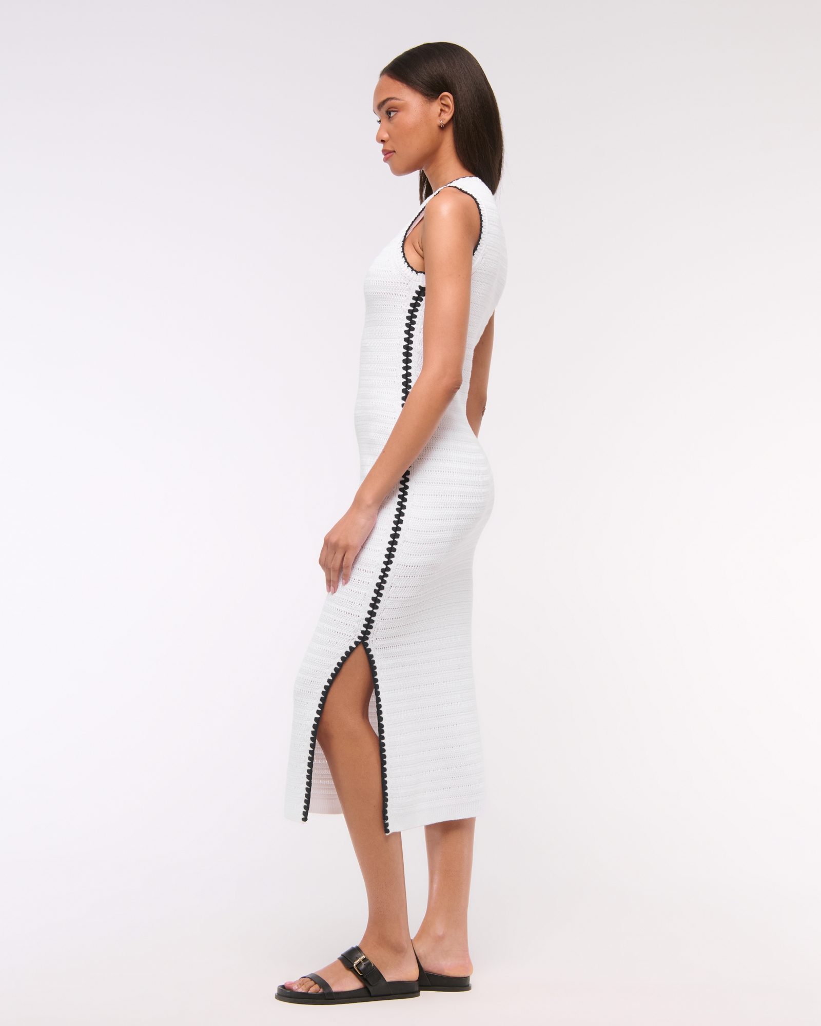 Crochet-Style Crew Midi Dress