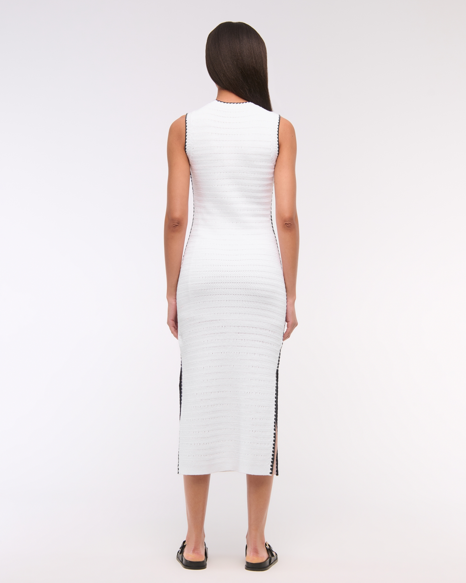 Crochet-Style Crew Midi Dress