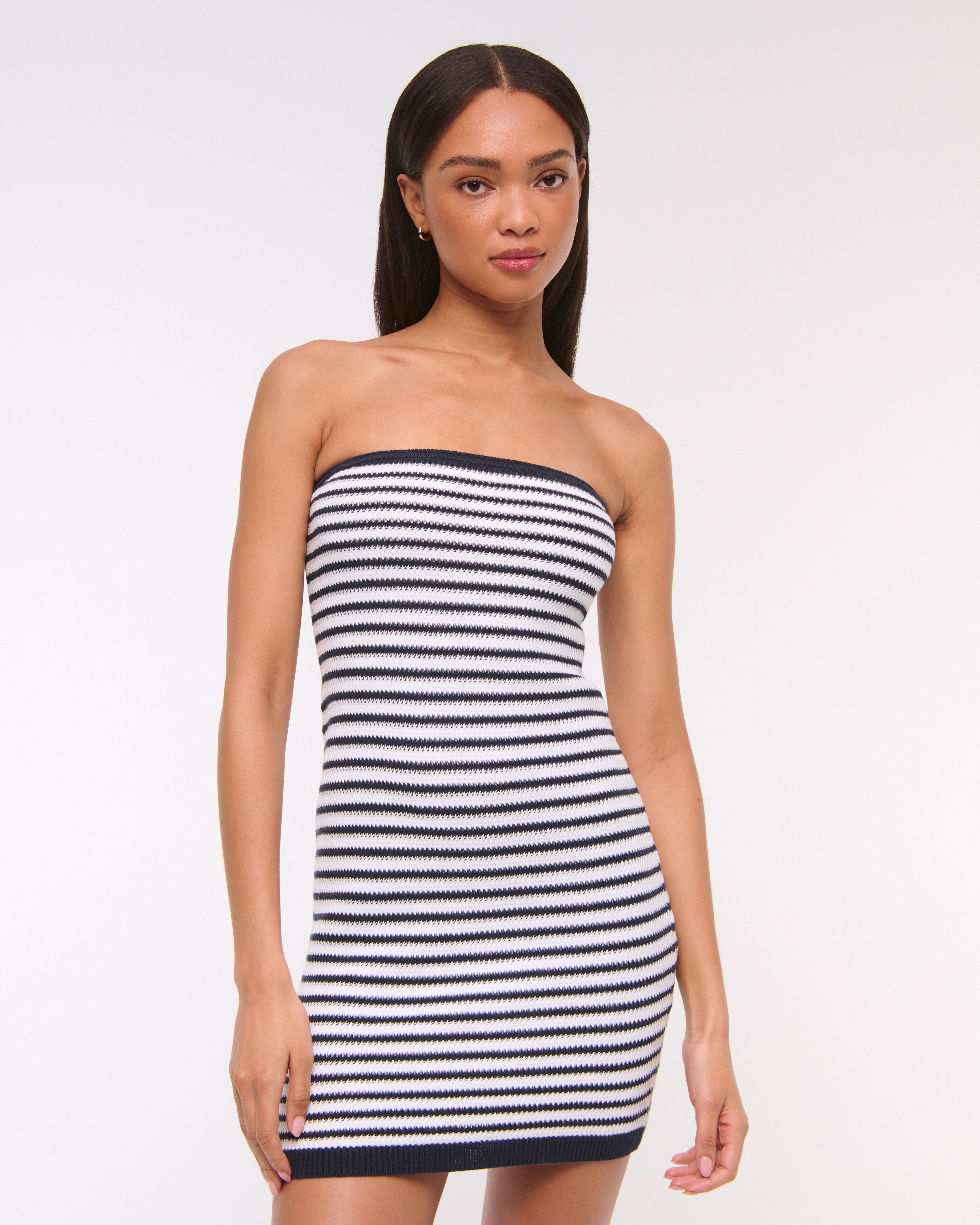 Abercrombie & Fitch Crochet-style Strapless Mini Dress In Blue