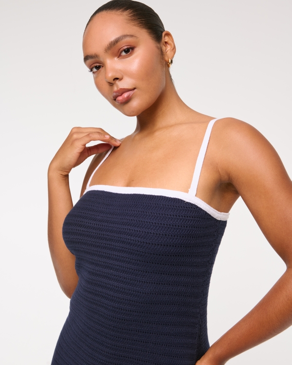 Crochet-Style Strapless Mini Dress