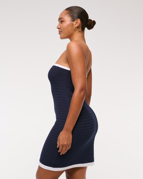 Crochet-Style Strapless Mini Dress