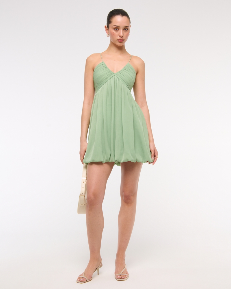 Sheer Bubble Hem Mini Dress