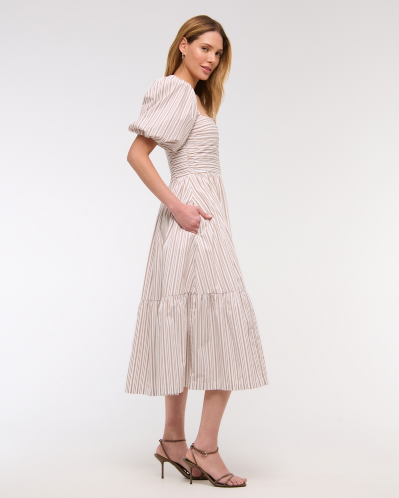 The A&F Emerson Poplin Puff Sleeve Midi Dress