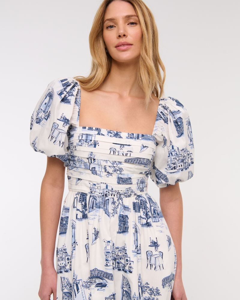 The A&F Emerson Poplin Puff Sleeve Midi Dress