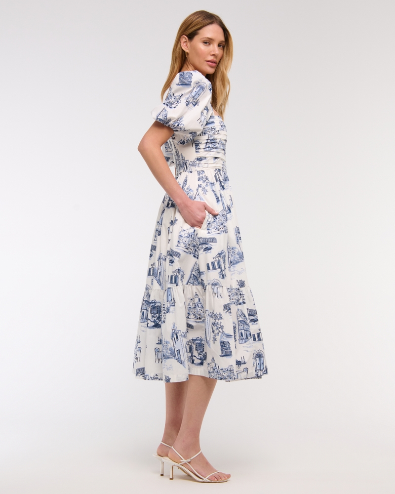 The A&F Emerson Poplin Puff Sleeve Midi Dress