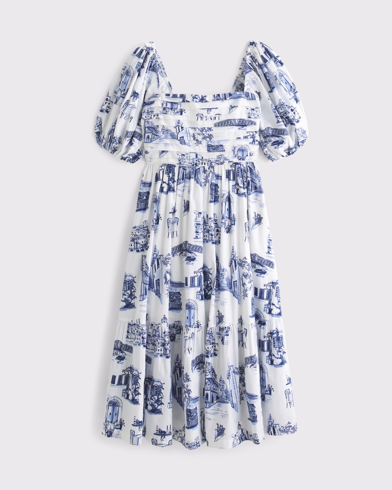 The A&F Emerson Poplin Puff Sleeve Midi Dress