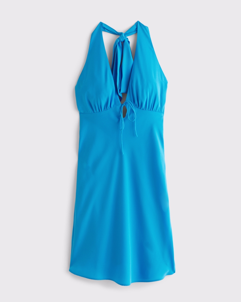 Halter Tie-Front Mini Dress