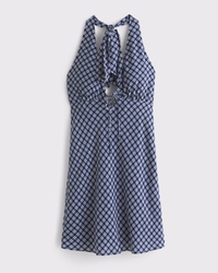 Halter Tie-Front Slip Mini Dress