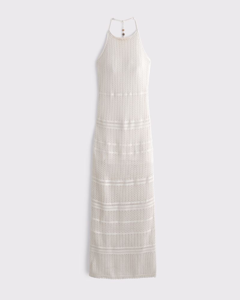 Beaded Crochet-Style Maxi Dress
