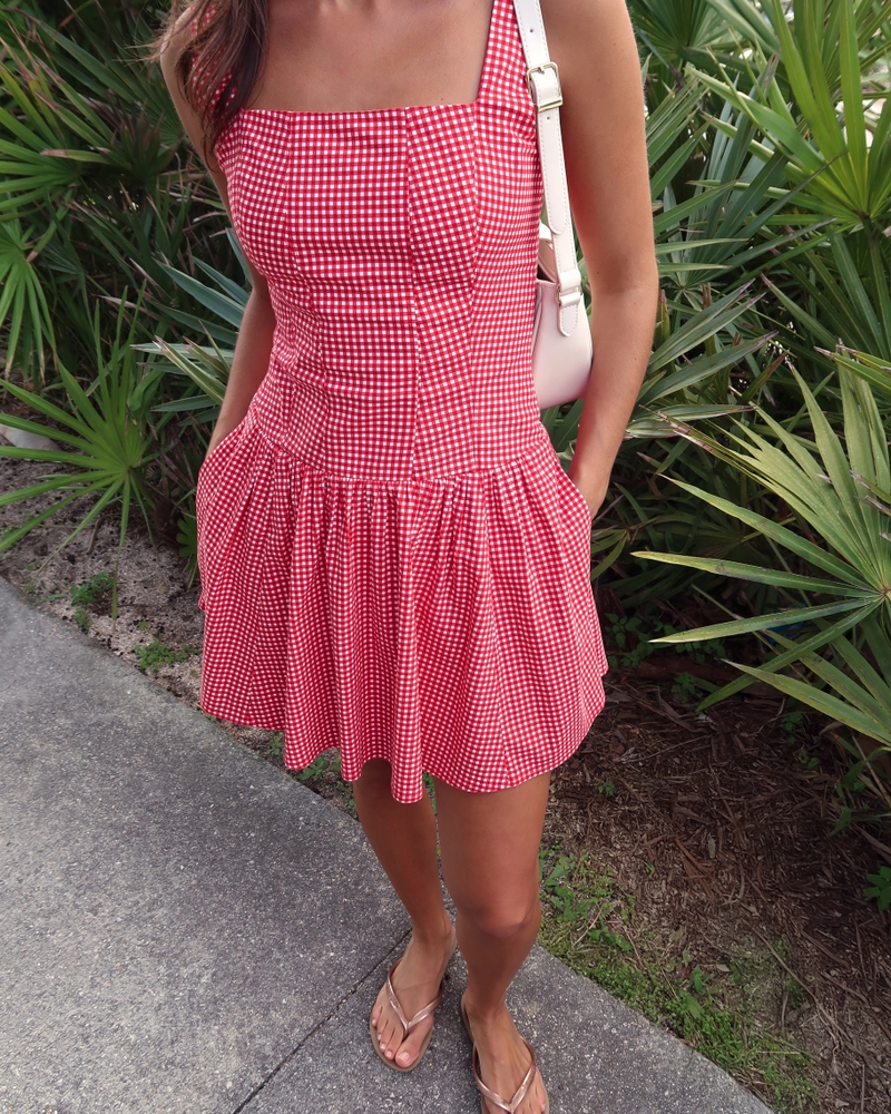 Women's The A&F Mila Drop-Waist Mini Dress Women's Clearance