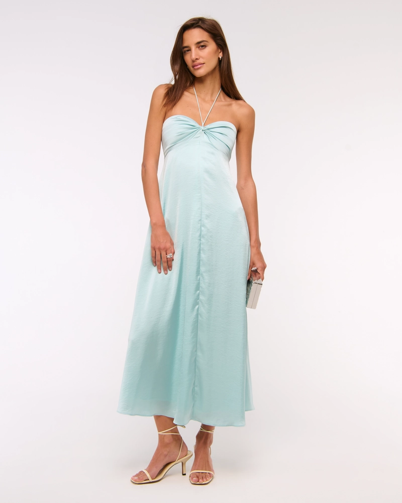 Twist-Front Flowy Maxi Dress