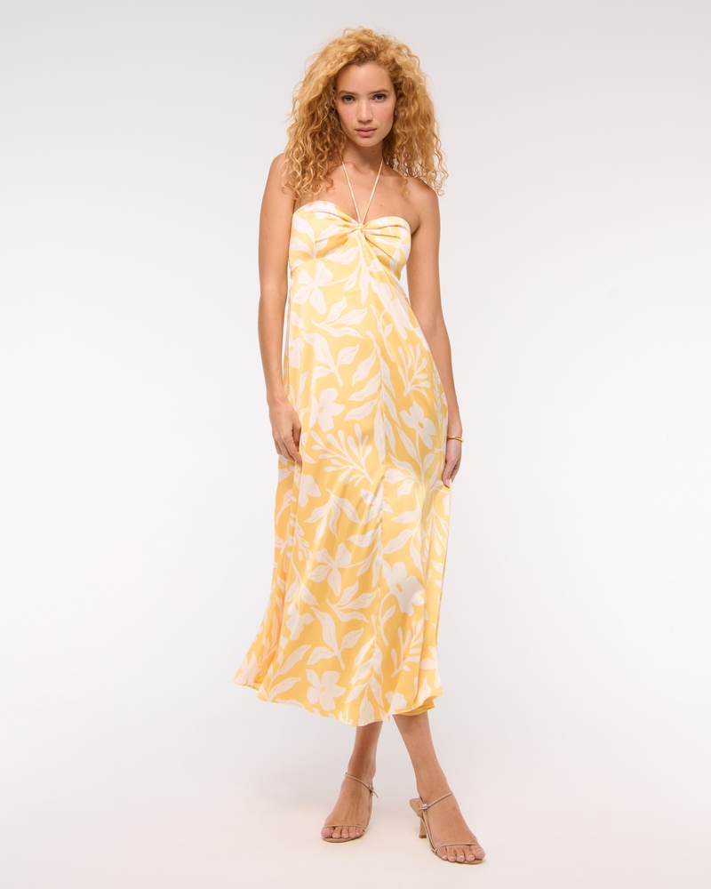 Twist-Front Flowy Maxi Dress