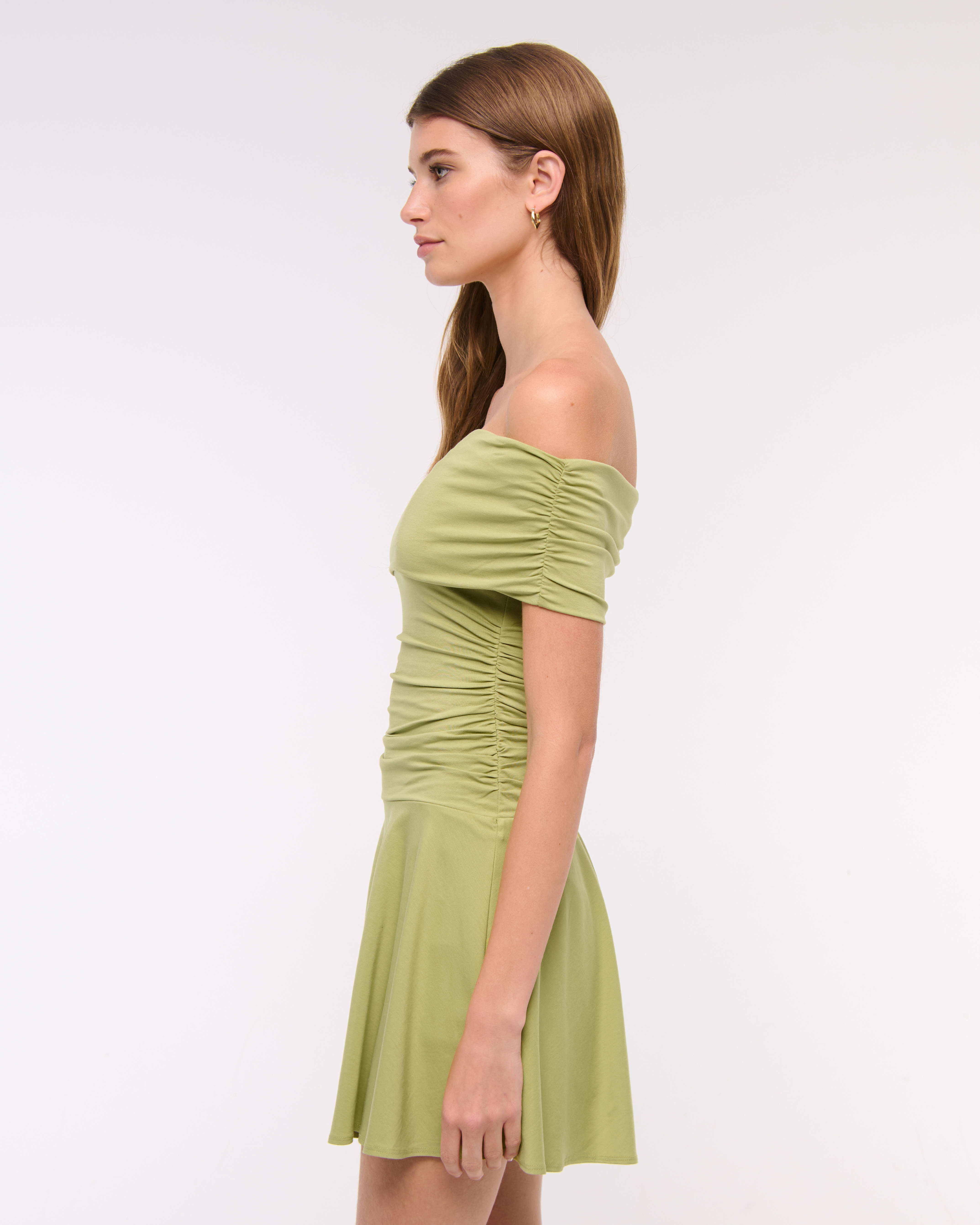 Abercrombie & Fitch Off-the-shoulder Knit Skort In Green