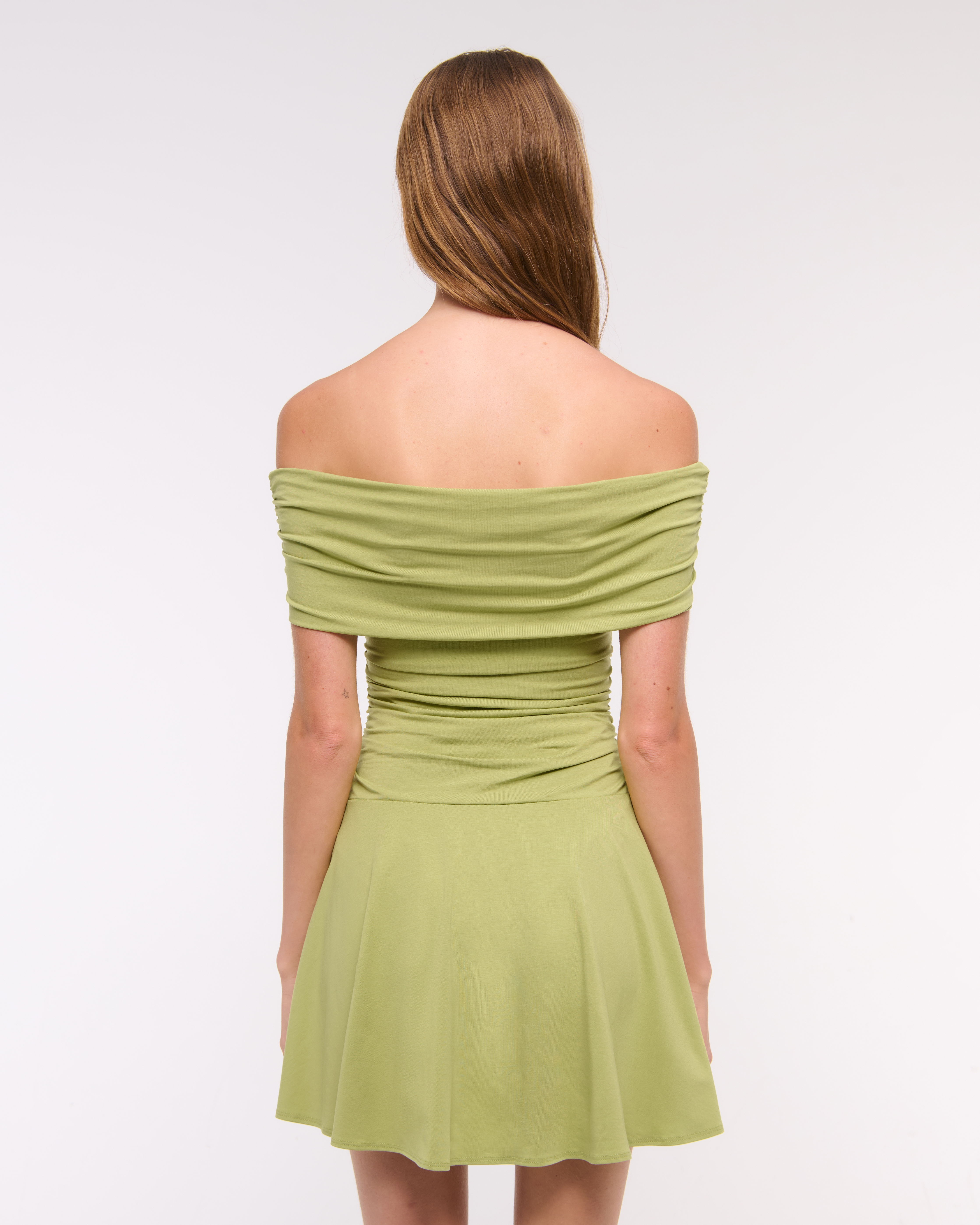 Abercrombie & Fitch Off-the-shoulder Knit Skort In Green