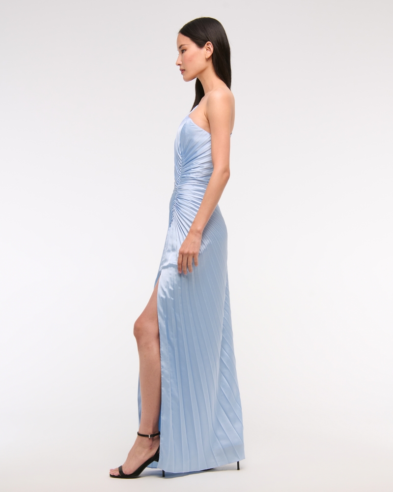 The A&F Giselle Pleated One-Shoulder Cutout Maxi Dress