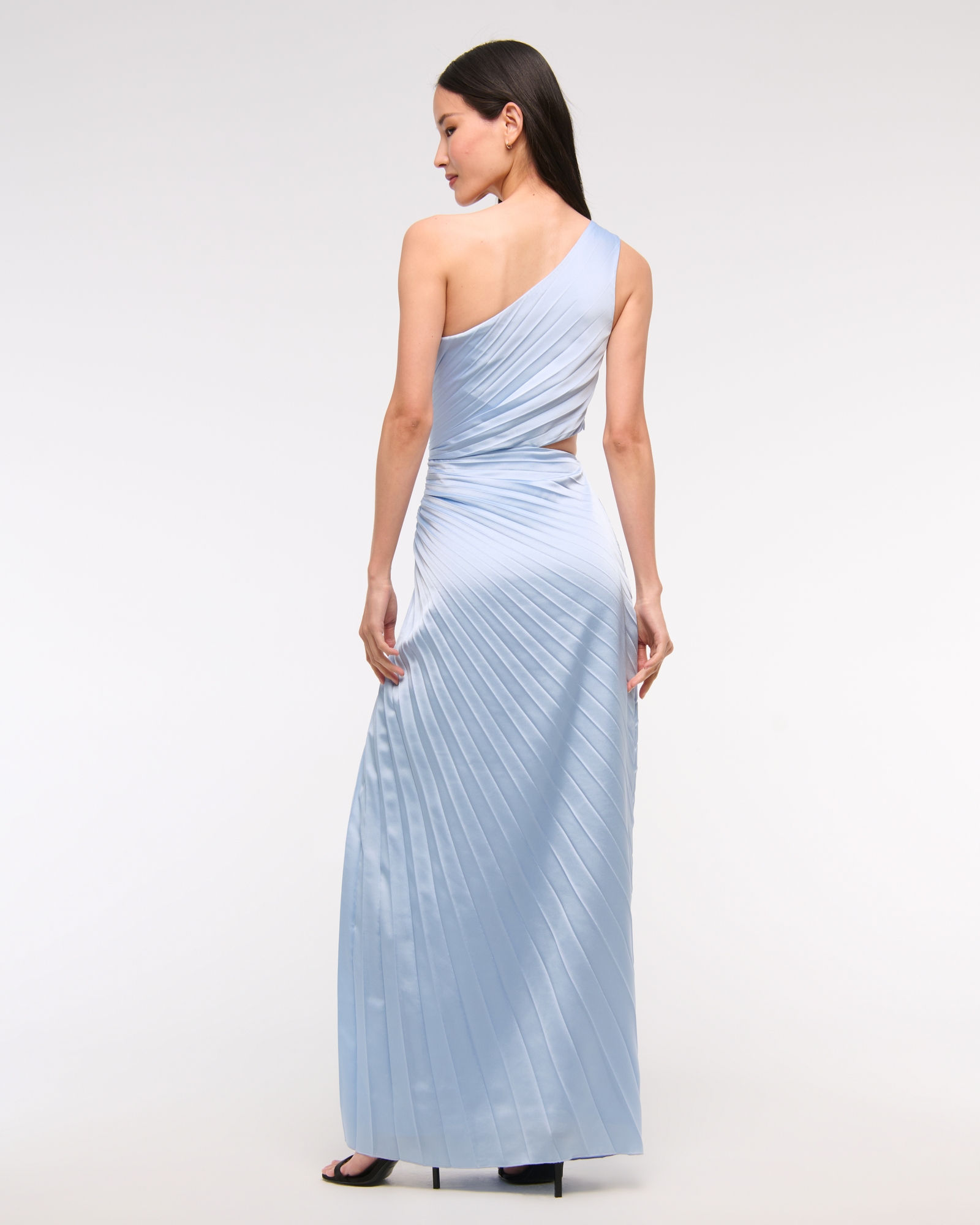 The A&F Giselle Pleated One-Shoulder Cutout Maxi Dress