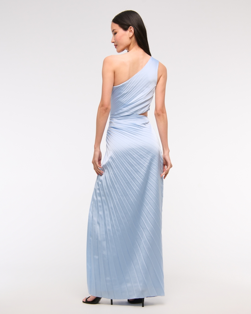 The A&F Giselle Pleated One-Shoulder Cutout Maxi Dress