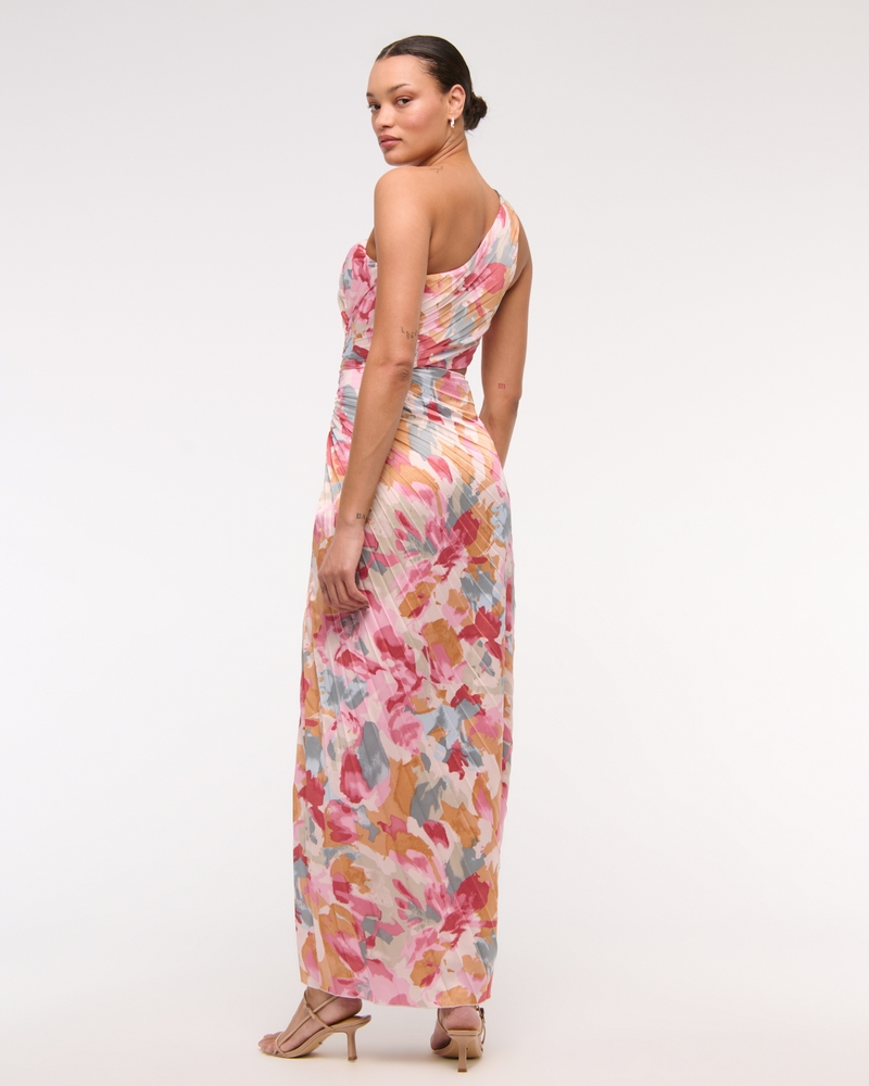 The A&F Giselle Pleated One-Shoulder Cutout Maxi Dress