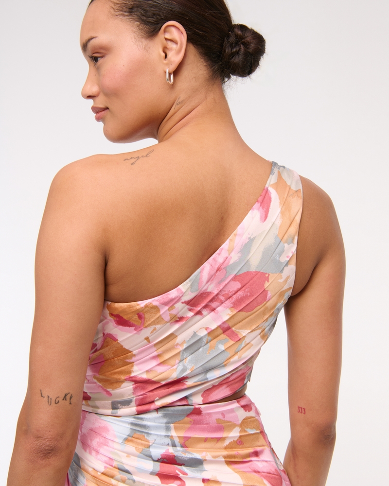 The A&F Giselle Pleated One-Shoulder Cutout Maxi Dress
