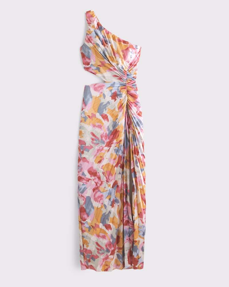 Women's The A&F Giselle Pleated One-Shoulder Cutout Maxi