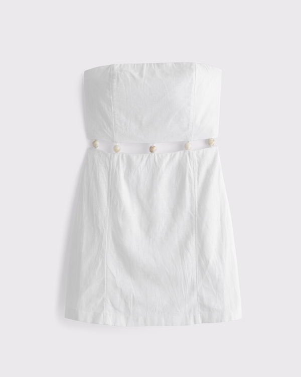 Beaded Strapless Mini Dress, White view 2