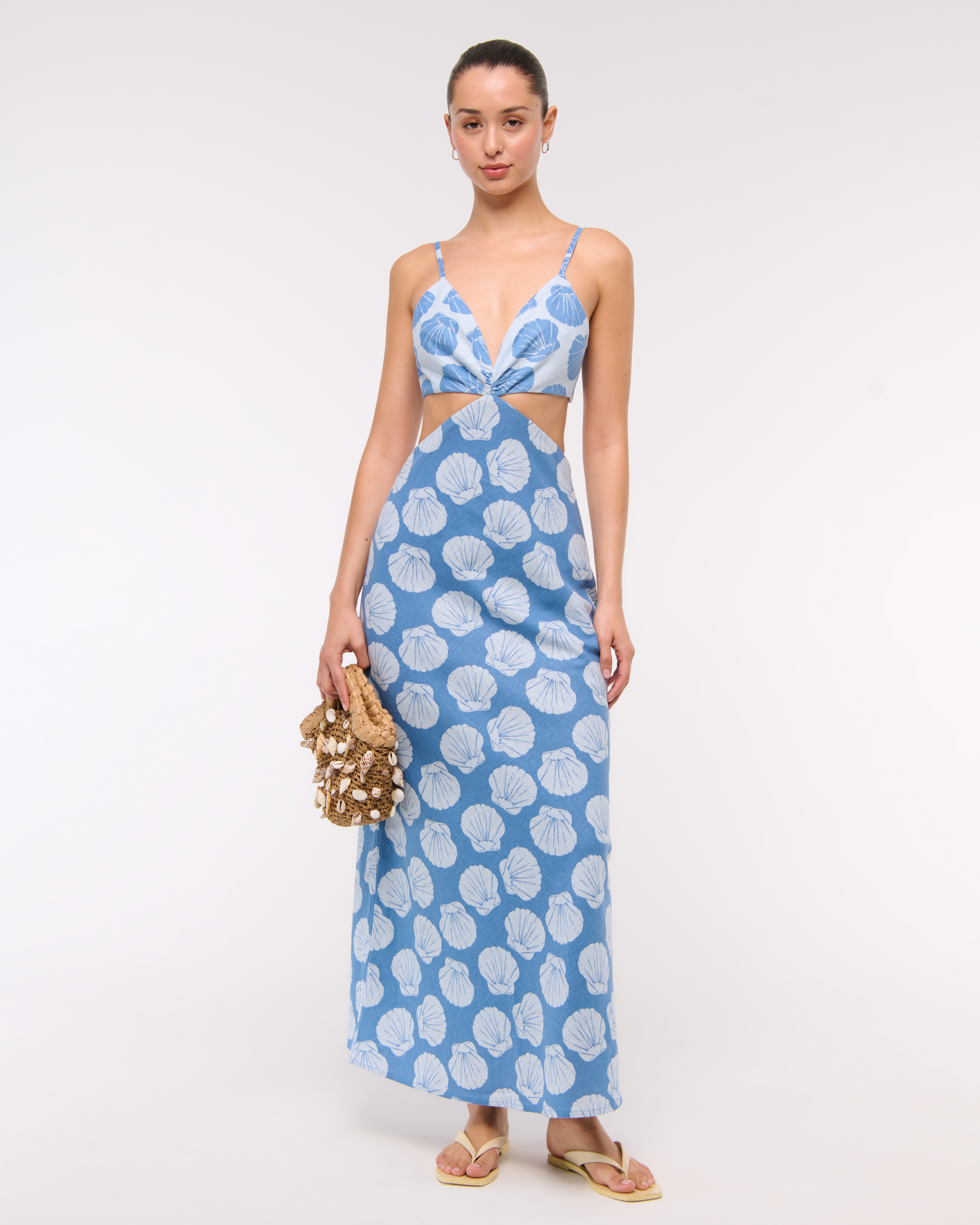 Abercrombie & Fitch The A&f Julia Slip Cutout Maxi Dress In Blue