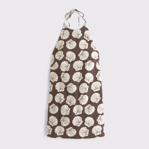 Женские платья Abercrombie & Fitch Open-Back Halter Linen-Blend Mini Dress