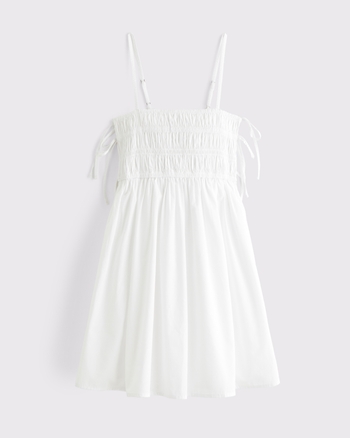 Smocked Babydoll Tie Mini Dress
